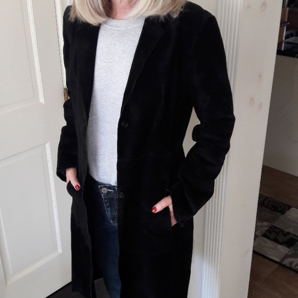 INC International Concepts Black Leather Coat - Picture 2 of 8